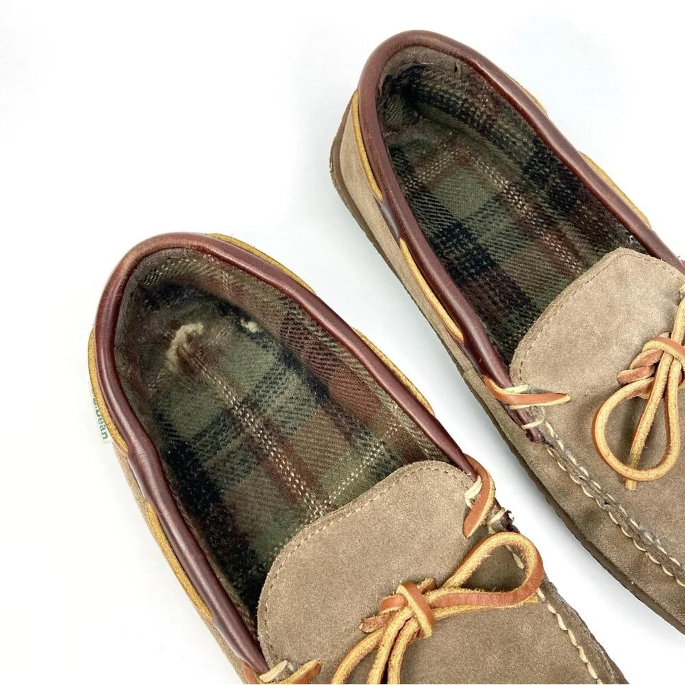 LLBEAN Flannel Lined Suede Slipper Mens 9